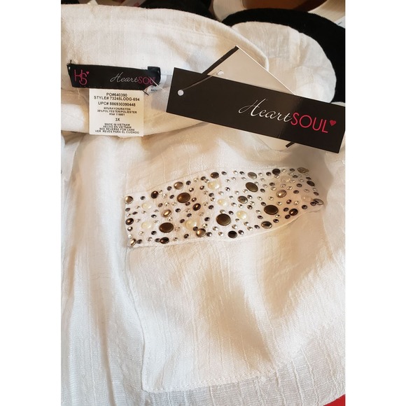 NWT - Heart Soul Blouse - White Sheer Studded Top - Tie front - Size 3X - Picture 4 of 6